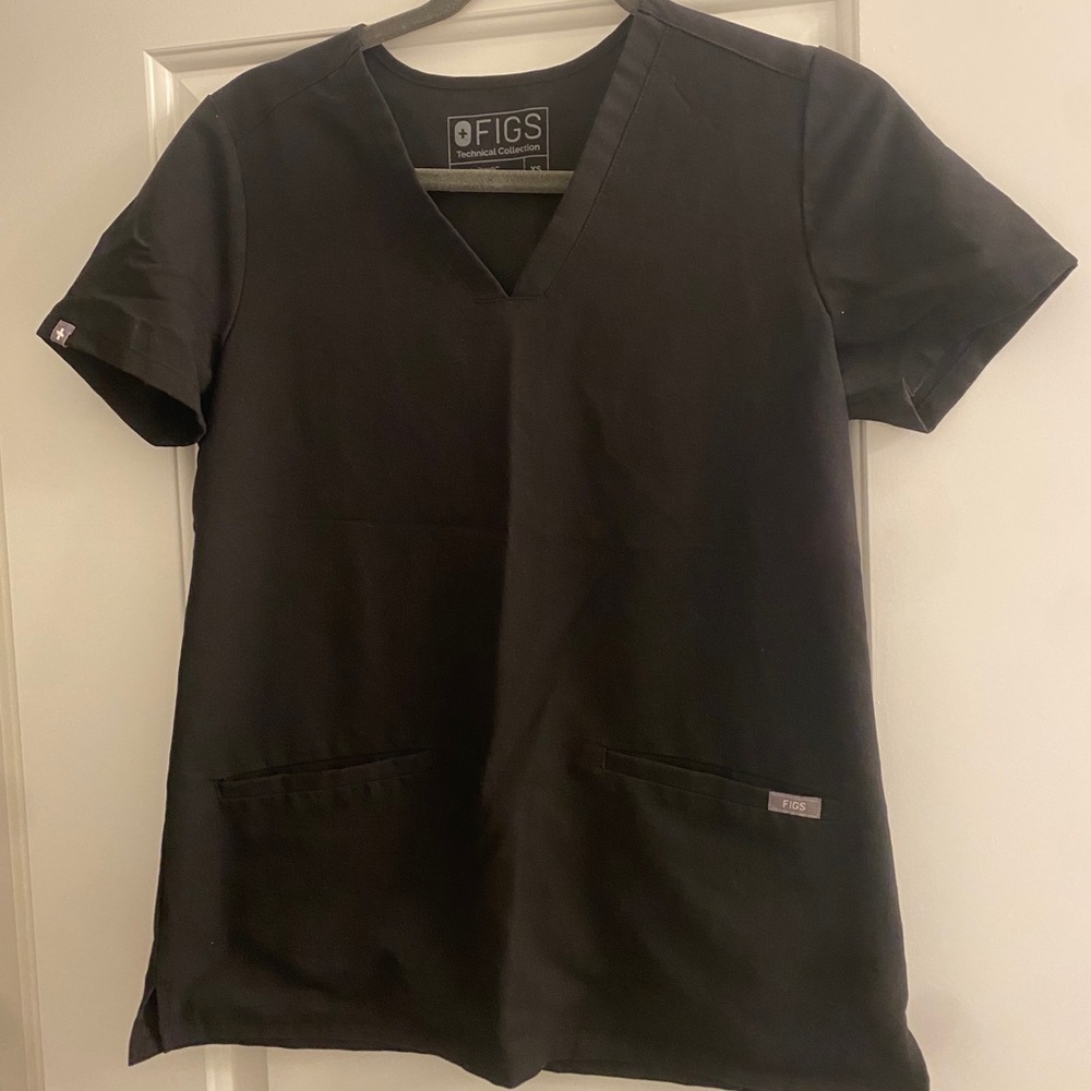 Black XS Figs Scrub Top